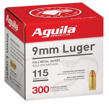 Aguila 9mm 115gr, FMJ, 300rd/Box Aguila Ammunition - Ammo - Hewitt Gun Shop