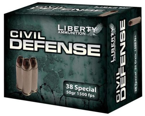 Liberty Ammo Civil Defense .38 Special 50gr, Fragmenting HP, 20rd Box, 50/Case Liberty Ammo - Ammo - Hewitt Gun Shop