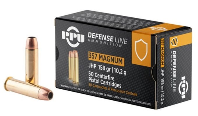 PPU 357 Magnum 158gr, Jacketed Hollow Point, 50rd Box PPU Ammo - Ammo - Hewitt Gun Shop