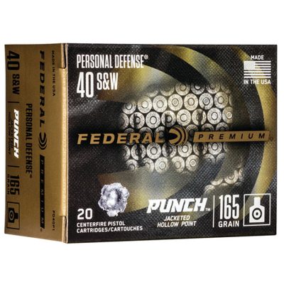Federal Premium, Punch, 40 S&W, 165gr, Jacketed Hollow Point, 20rd Box Federal Ammunition - Ammo - Hewitt Gun Shop