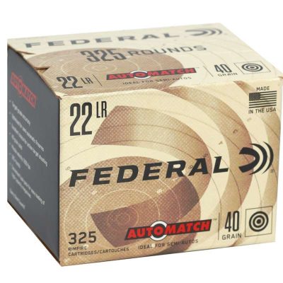 Federal AutoMatch .22 LR, 40gr, Solid Round Nose, 325rd Brick Federal Ammunition - Ammo - Hewitt Gun Shop