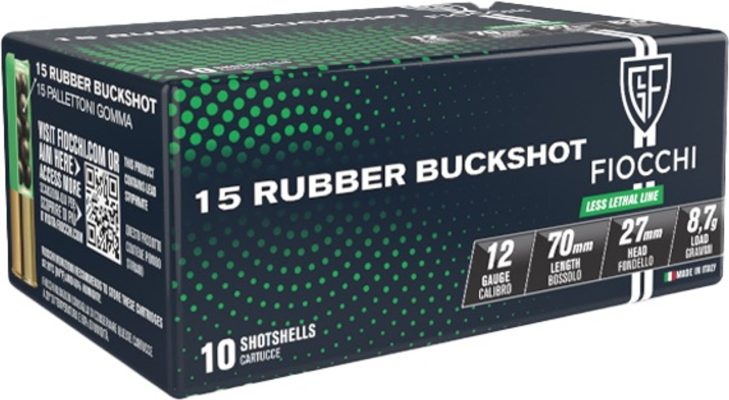 Fiocchi Less Than Lethal 12 Ga, 2.75" Shell, 15 Pellet, Rubber Buckshot, 10rd Box Fiocchi Ammunition - Ammo - Hewitt Gun Shop