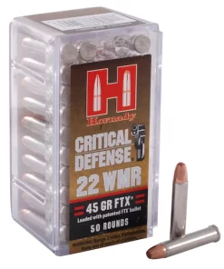 Hornady Critical Defense 22 Winchester Magnum Rimfire (WMR) Ammo 45 Grain Hornady FTX Polymer Tip for sale